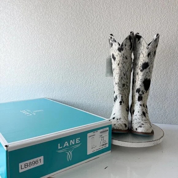 Lane Boots Womens Cowhide Cowboy Boots Tall Black Western Cow Skin Size 9.5 NEW - Picture 13 of 14